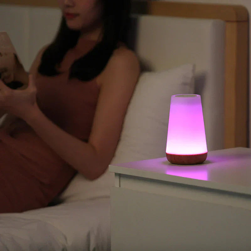 LumiSeren USB rechargeable LED night light. Creates ambient mood lighting for relaxation, perfect gift idea.