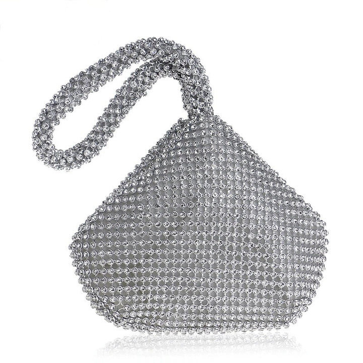 Black rhinestone evening clutch handbag, a stylish women's formal accessory. Perfect party purse.