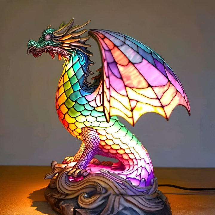 Resin animal table lamp with colorful stained glass effect, bringing whimsical light to your home.