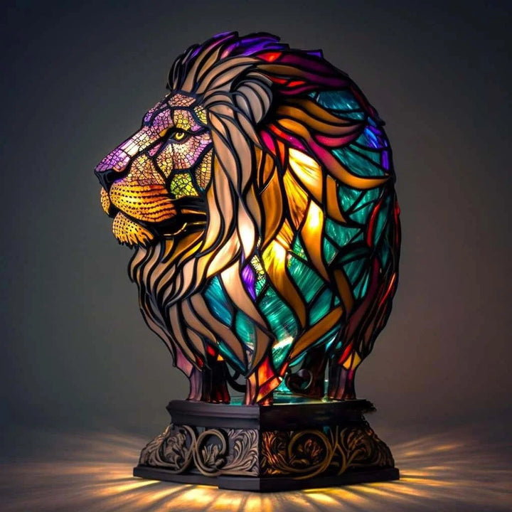 Decorative accent light: animal table lamp with vibrant stained glass effect, perfect for home decor.