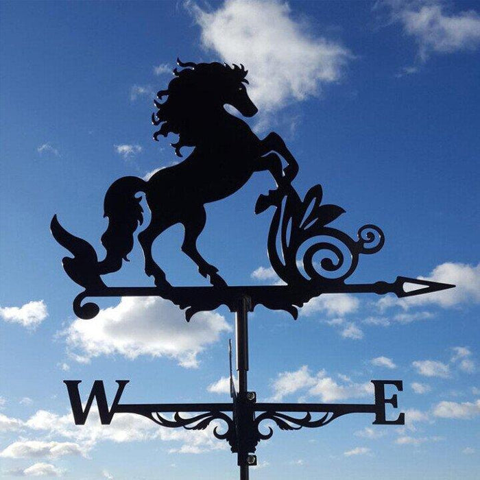 Outdoor decorative weather vane. Stainless steel wind direction indicator for garden, roof & yard art.