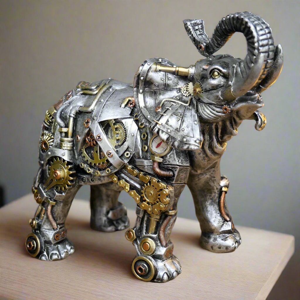 Steampunk Dragon Sculpture, Industrial Art Figurine for Unique Home & Office Decor Gift