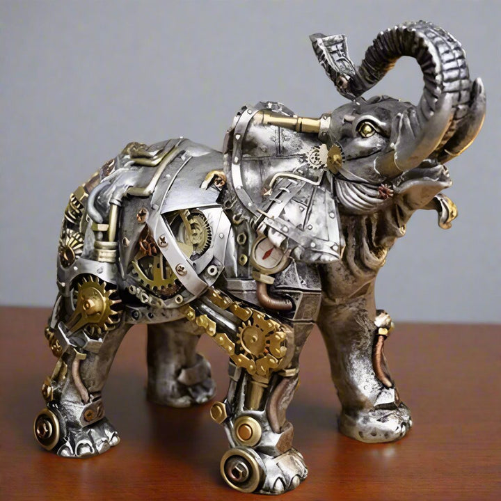 Detailed Steampunk Elephant Figurine, Animal Sculpture for Modern Home & Office Decor