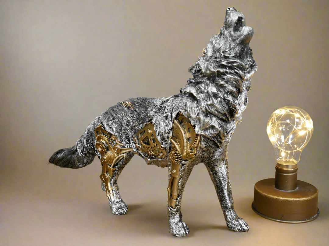 Steampunk Bulldog Figurine, Detailed Industrial Art Animal Sculpture for Home Decor Gift