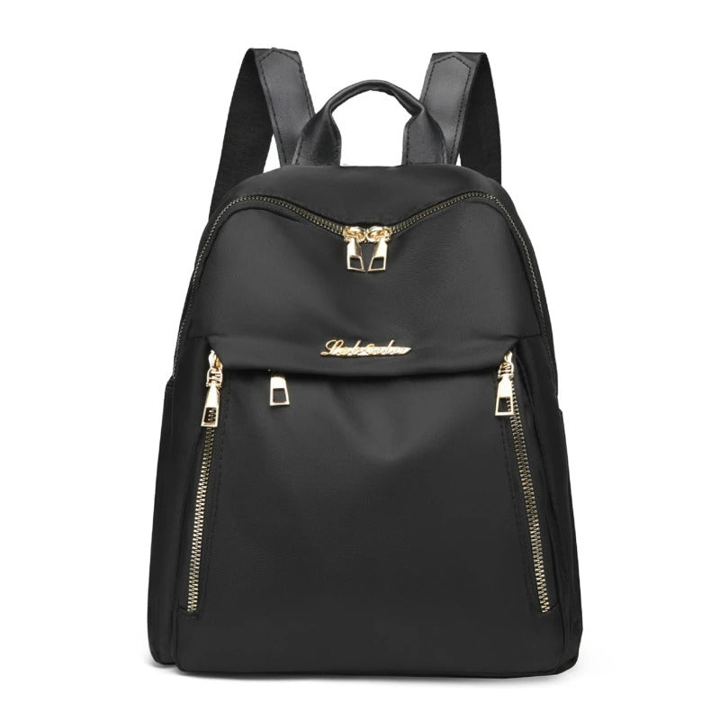 Stylish black PU leather travel backpack for women, perfect for daily use & fashion-forward journeys.