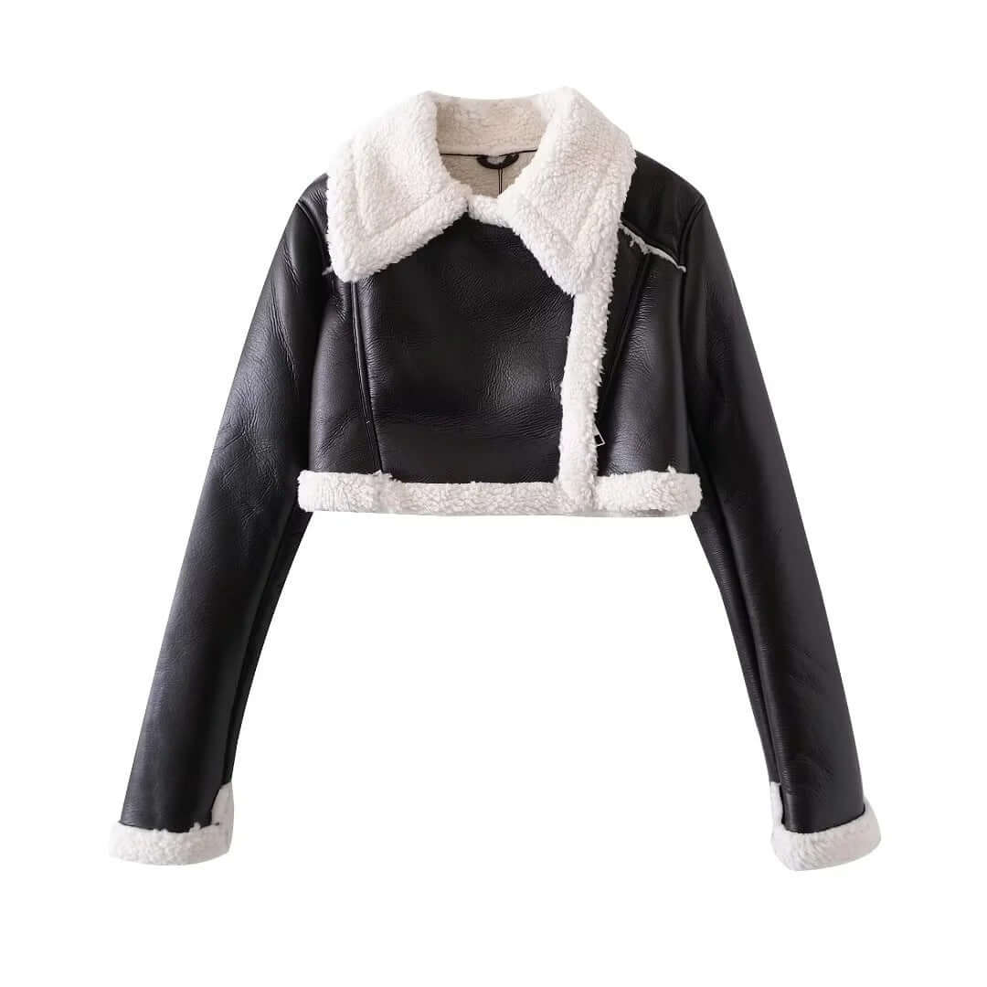 Warm & cozy black women's winter jacket with soft fur lining. Ideal outerwear for cold weather comfort.