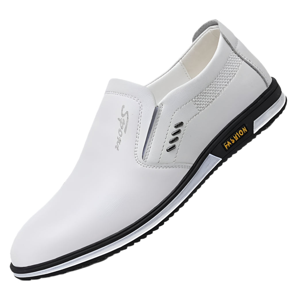 Stylish men's versatile dress shoes for formal and casual wear. Elegant black leather footwear for the modern gentleman.