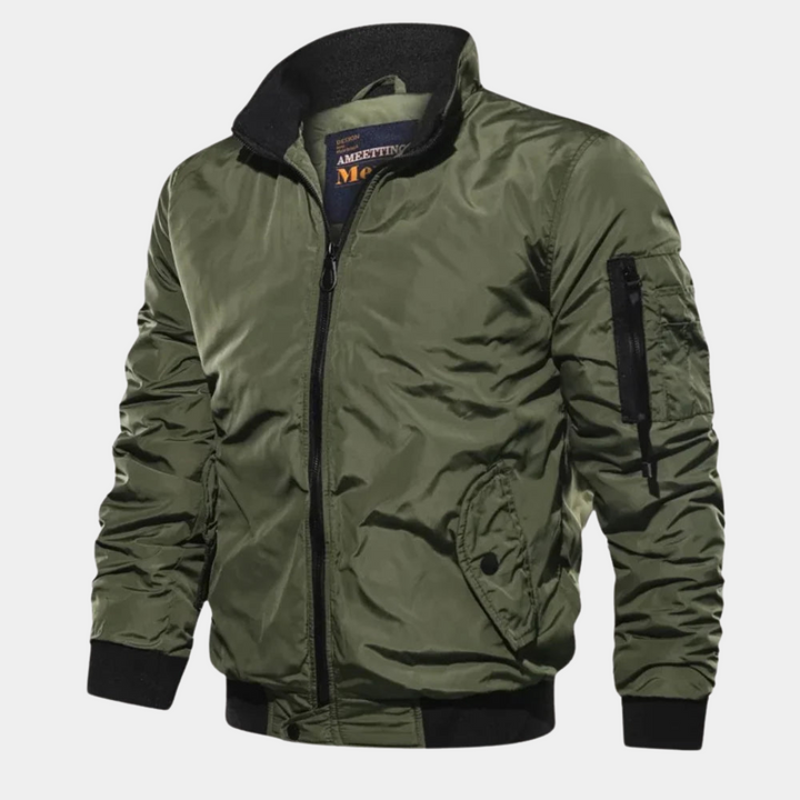 New men's bomber jacket. Wind-resistant outerwear offers stylish, essential comfort for fall, winter & daily wear.