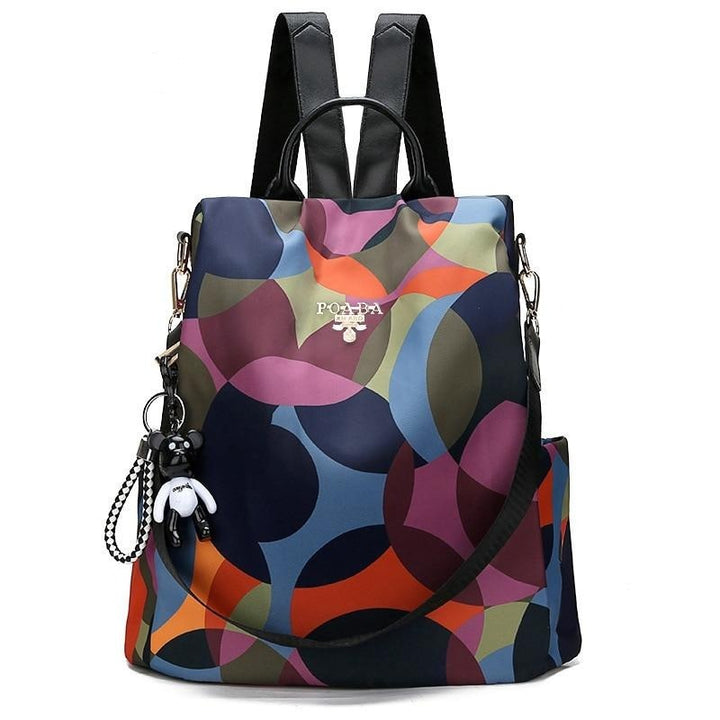 Stylish women's anti-theft backpack with water-resistant fabric, secure hidden zippers for travel & daily commute.