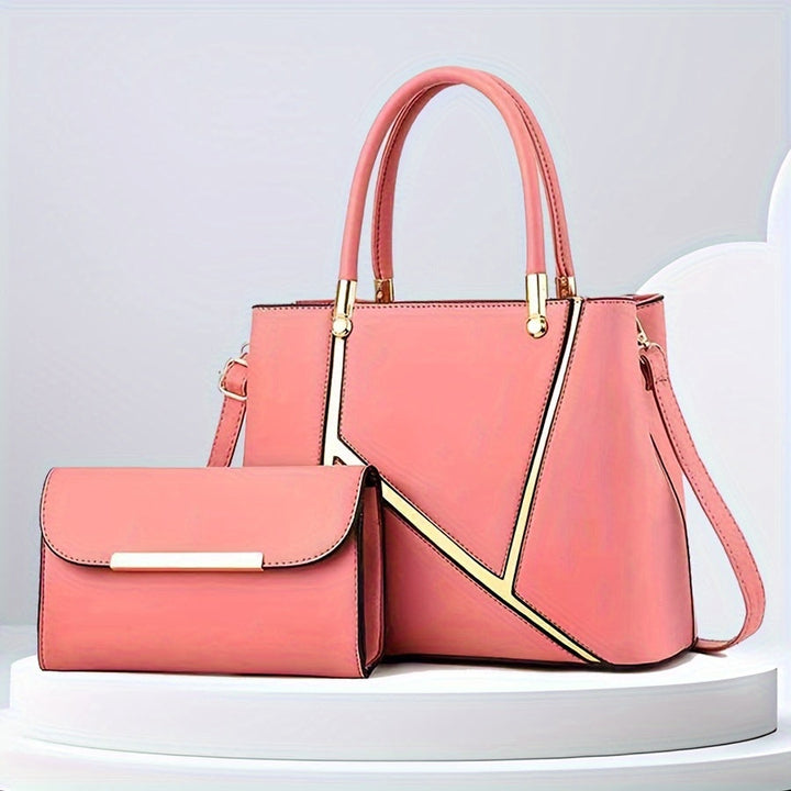 Sophisticated gray women's handbag set, includes a spacious tote and a compact crossbody purse.