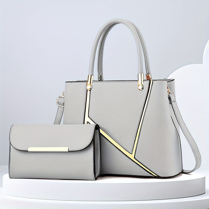 Chic burgundy 2-piece women's accessory set with a large capacity tote and a trendy crossbody.