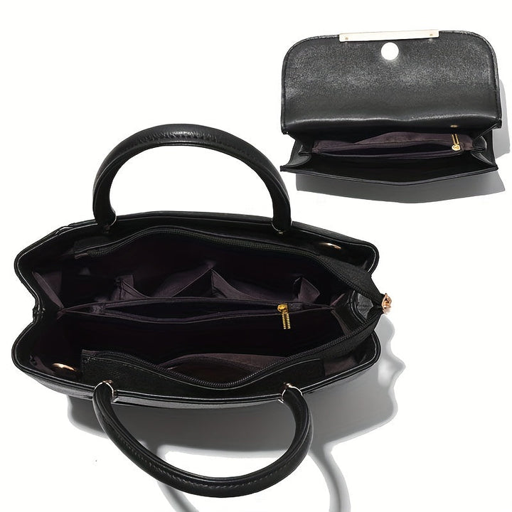 Fashionable pink 2-piece women's handbag set, includes an elegant tote and a chic crossbody.
