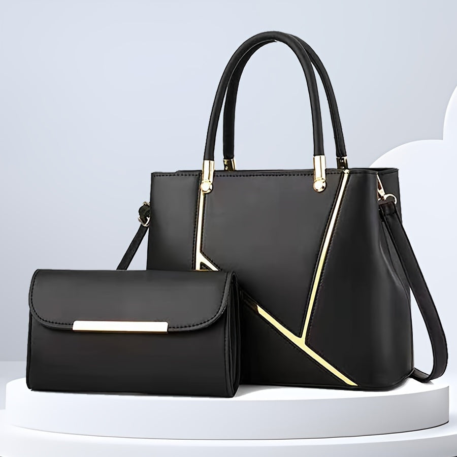 Gray women's accessory set: a stylish tote bag and a practical crossbody purse for daily use.