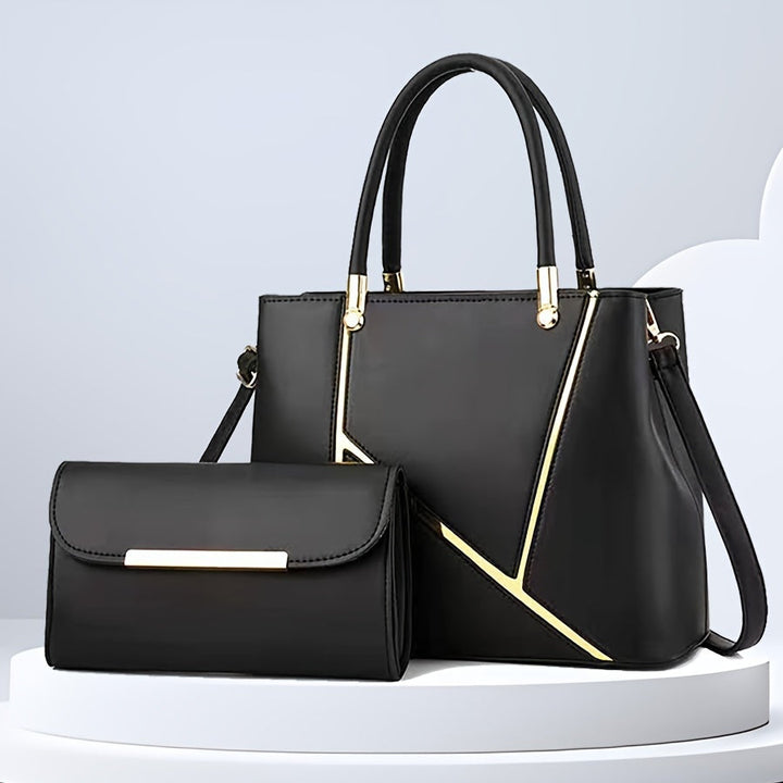 Gray women's accessory set: a stylish tote bag and a practical crossbody purse for daily use.
