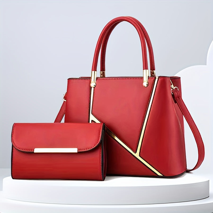 Burgundy 2-piece women's bag set, perfect for any occasion with its tote and crossbody designs.