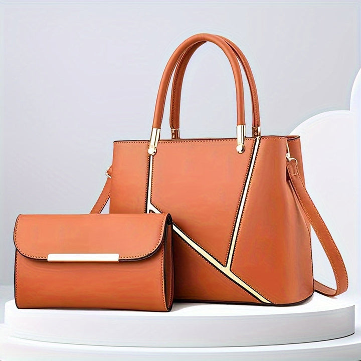 Orange stylish women's shoulder bag and matching crossbody, a versatile fashion accessory set.