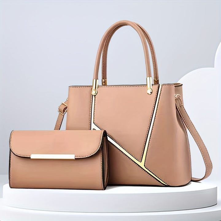 Pink fashion accessory: women's tote bag and crossbody bag set for a complete stylish look.