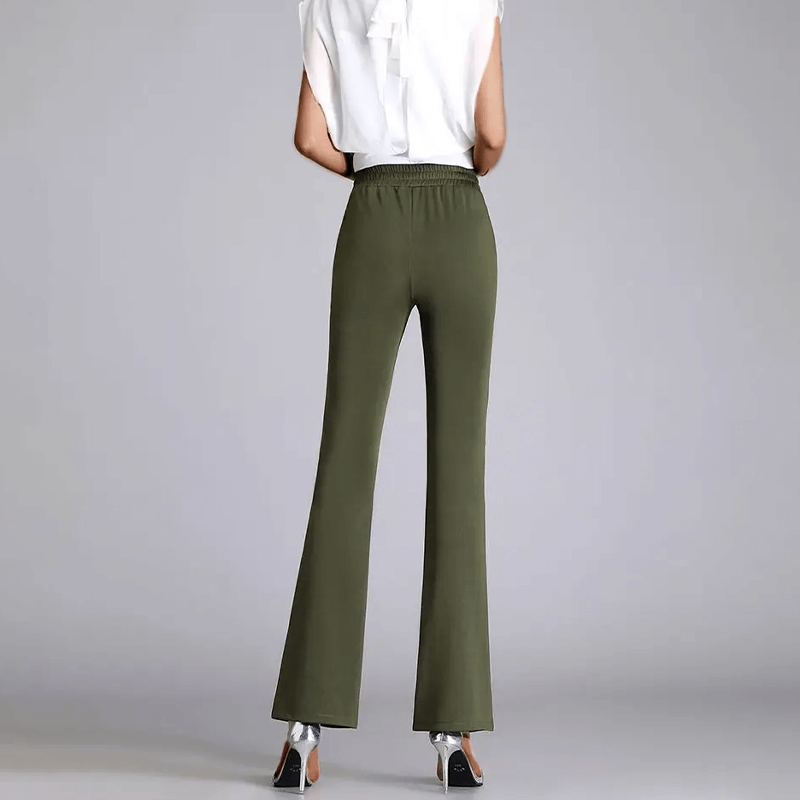 Comfortable rayon blend high-waisted wide-leg pants for women, ideal for casual weekend style & everyday fashion.