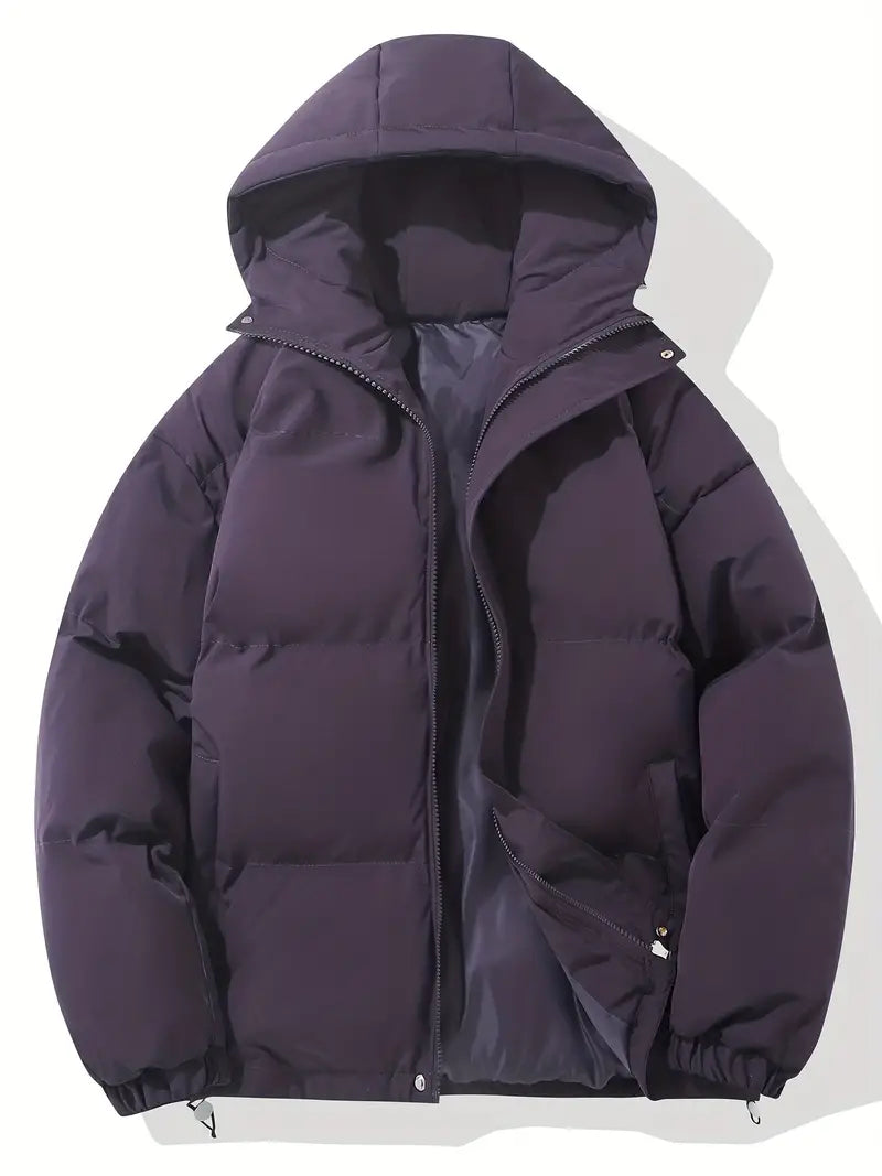 Elegant women's winter coat, a stylish hooded jacket perfect for cold weather. Fashionable & warm outerwear.