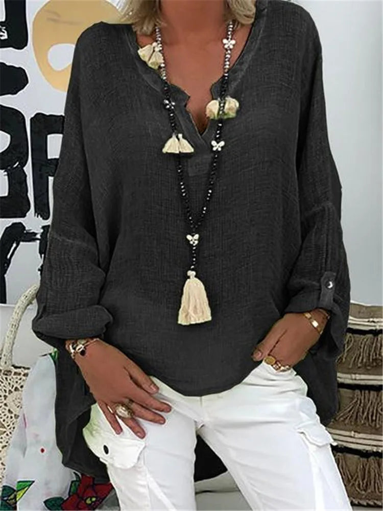 Comfortable lightweight oversized shirt, perfect for women seeking a relaxed, stylish fit.