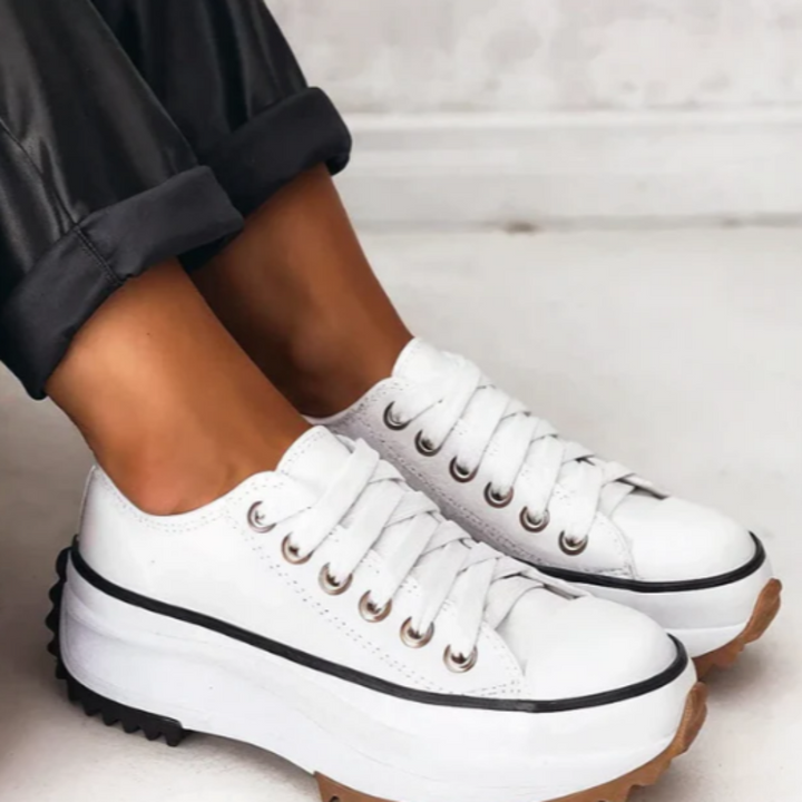 Comfortable women's orthopedic platform footwear. Trendy slip-on casual shoes, offering great support for daily wear.
