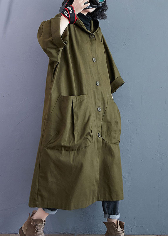 Elegant women's oversized hooded trench coat with sleek button front, a must-have for chic fall outerwear & spring looks.