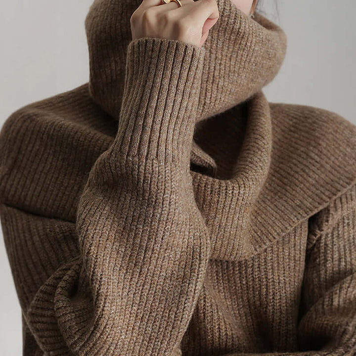 Chic women's oversized turtleneck sweater, a must-have cozy knit for fall and winter seasons.