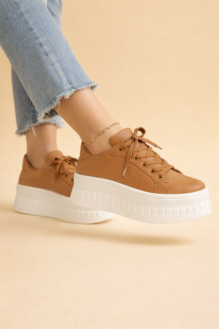 Stylish women's platform sneakers, perfect for elevated all-day comfort. Trendy fashion footwear for casual chic.