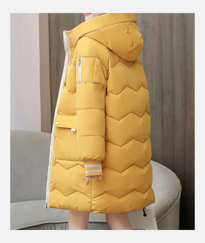 Chic women's winter coat, offering stylish warmth and comfort, a must-have elegant apparel.