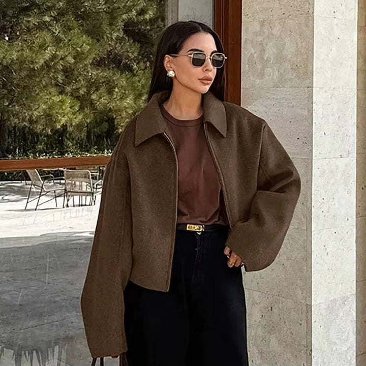 Casual women's fall jacket, a versatile zip-up outerwear piece for stylish layering.