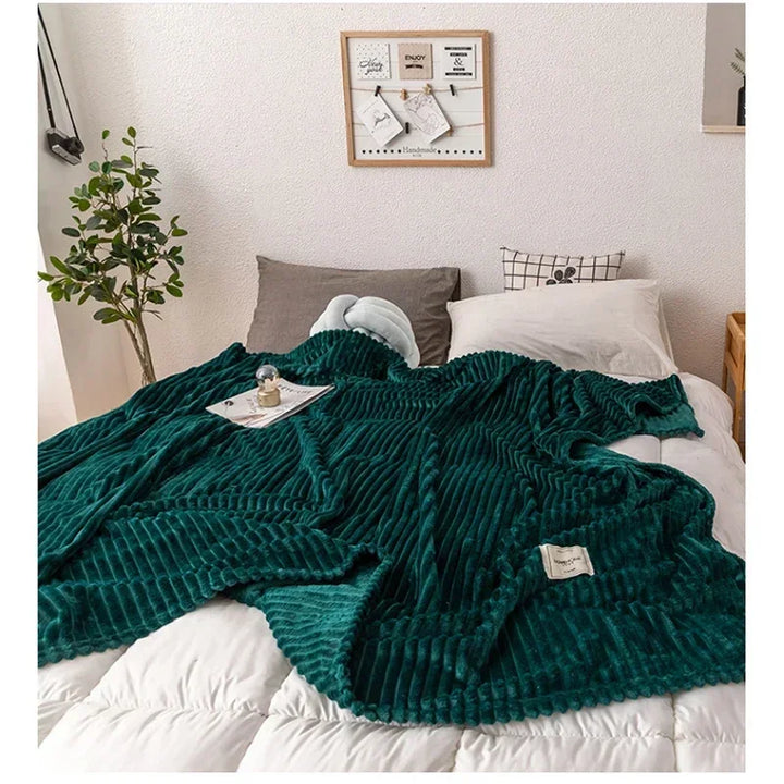Thick flannel autumn blanket, WarmHaven. Soft, cozy throw for ultimate home comfort and warmth.