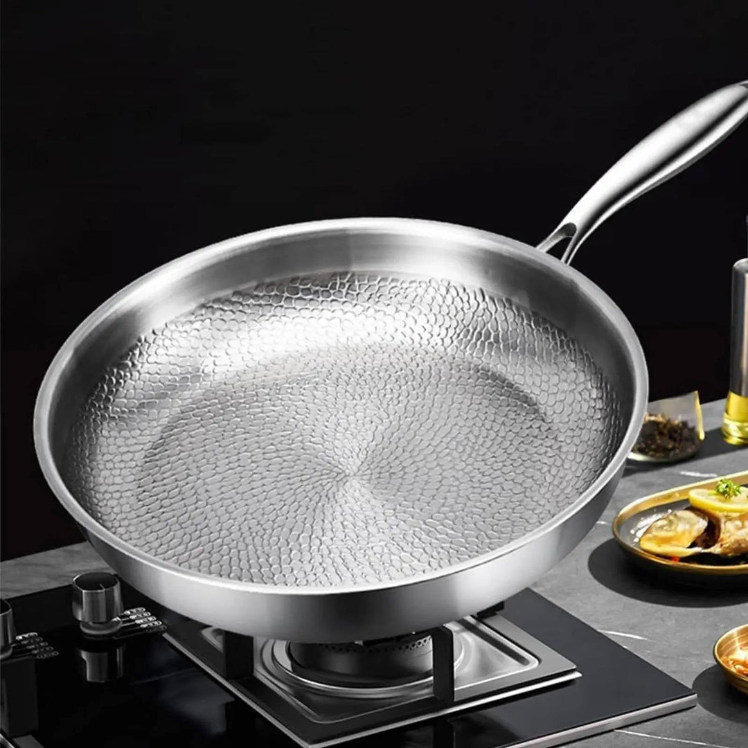 Premium titanium non-stick deep frying pan. Induction-compatible kitchenware for easy, healthy cooking & durability.