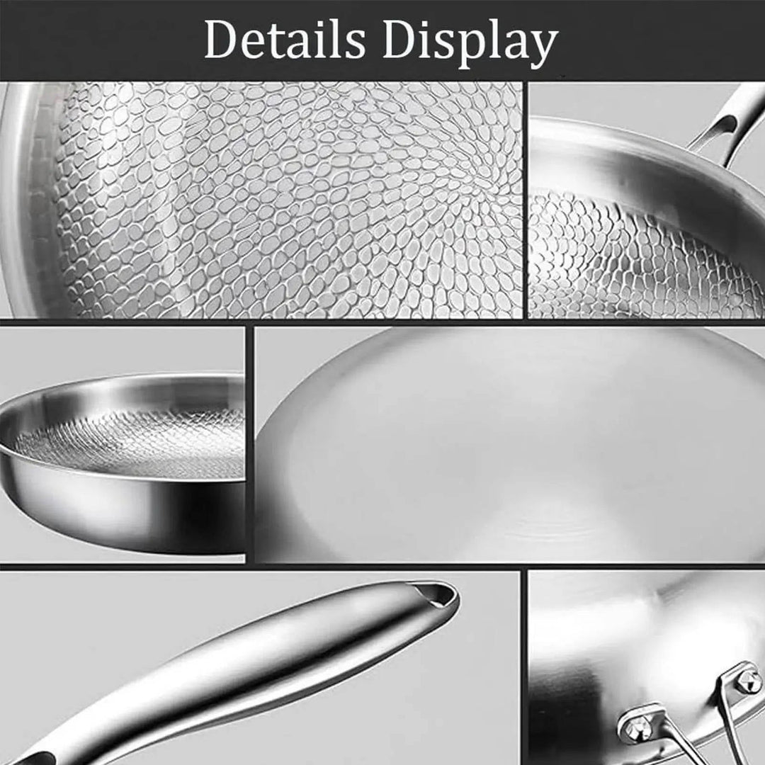 Durable titanium non-stick deep frying pan, fish scale texture. Ideal for various kitchen tasks & induction hobs.