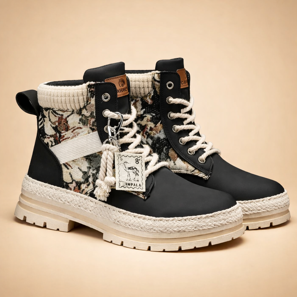 Black men's high-top lace-up ankle boots. Versatile & trendy streetwear or casual footwear for all seasons.