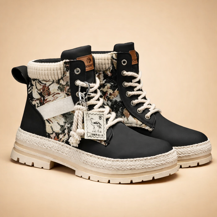 Black men's high-top lace-up ankle boots. Versatile & trendy streetwear or casual footwear for all seasons.