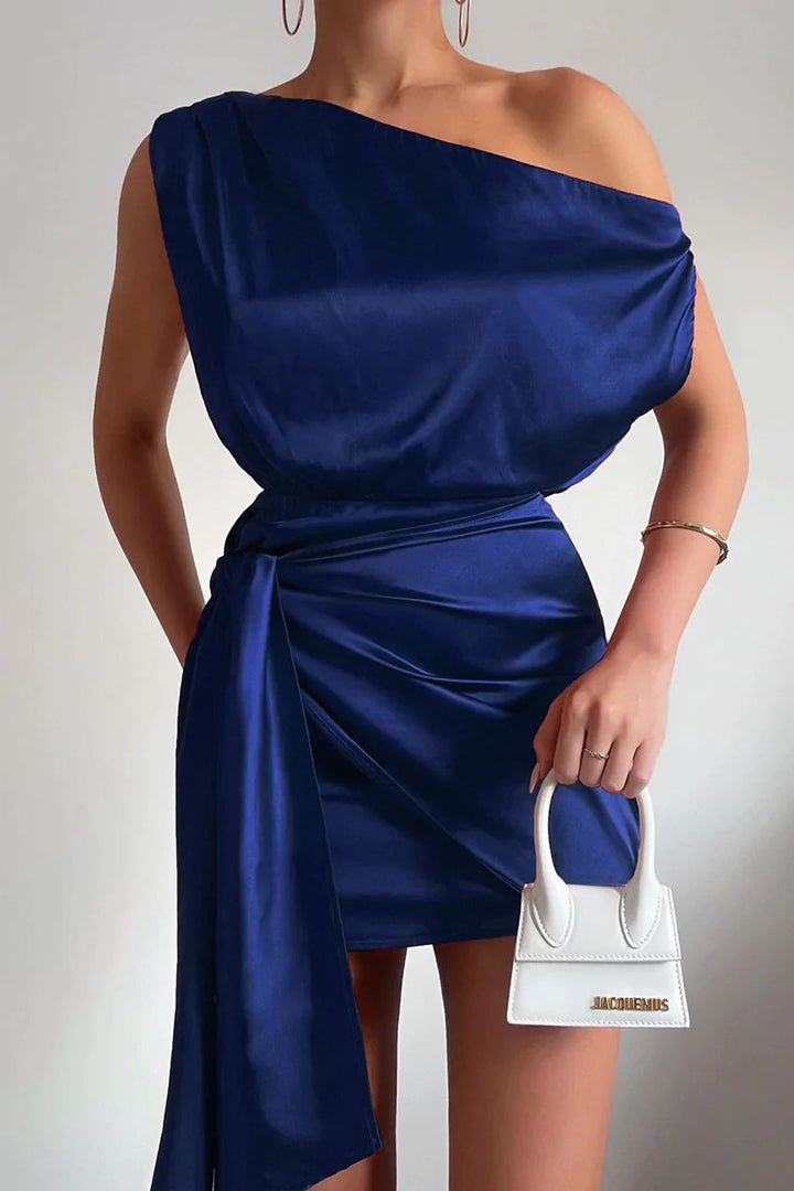 Trendy women's one shoulder mini dress, perfect for evening parties, clubwear, or a stylish date night.