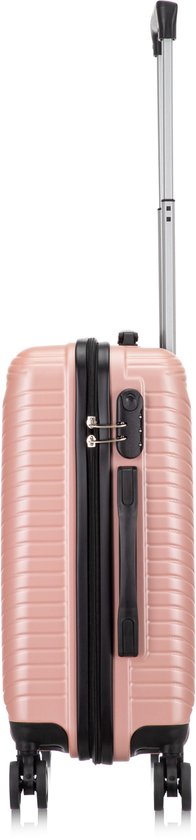 Effortless airport navigation with this 2-piece hard shell luggage set, featuring multi-directional spinner wheels.