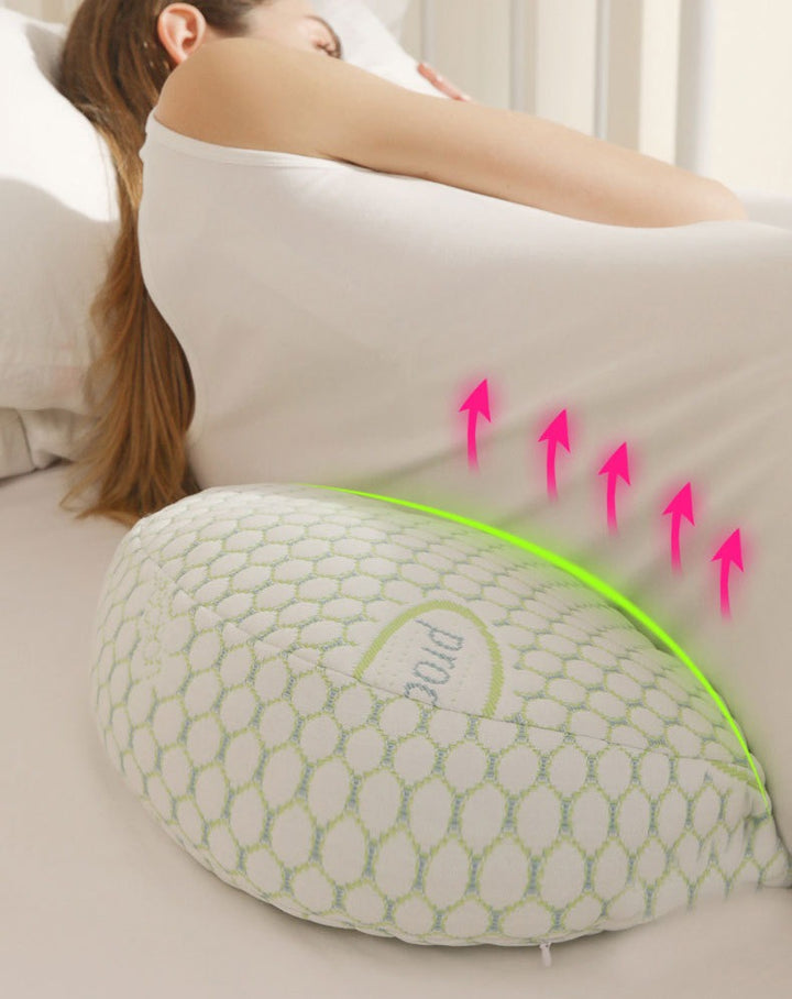 U-shaped maternity pillow for pregnancy support, soft ergonomic design, offers full body comfort for back, belly, and legs.