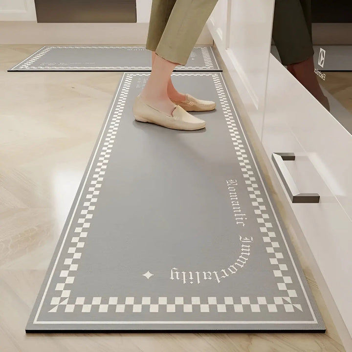 Secure non-slip kitchen mat ensures home safety. Ultra-absorbent, quick-dry floor mat, perfect for busy kitchen areas.