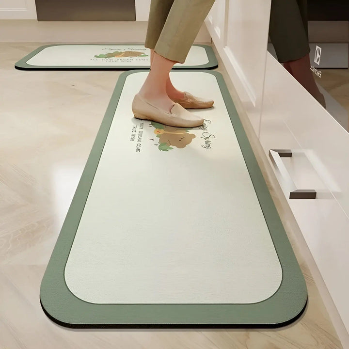 Durable PVC kitchen mat. Non-slip, ultra-absorbent, quick-dry floor mat, easy to clean & provides comfort & safety.