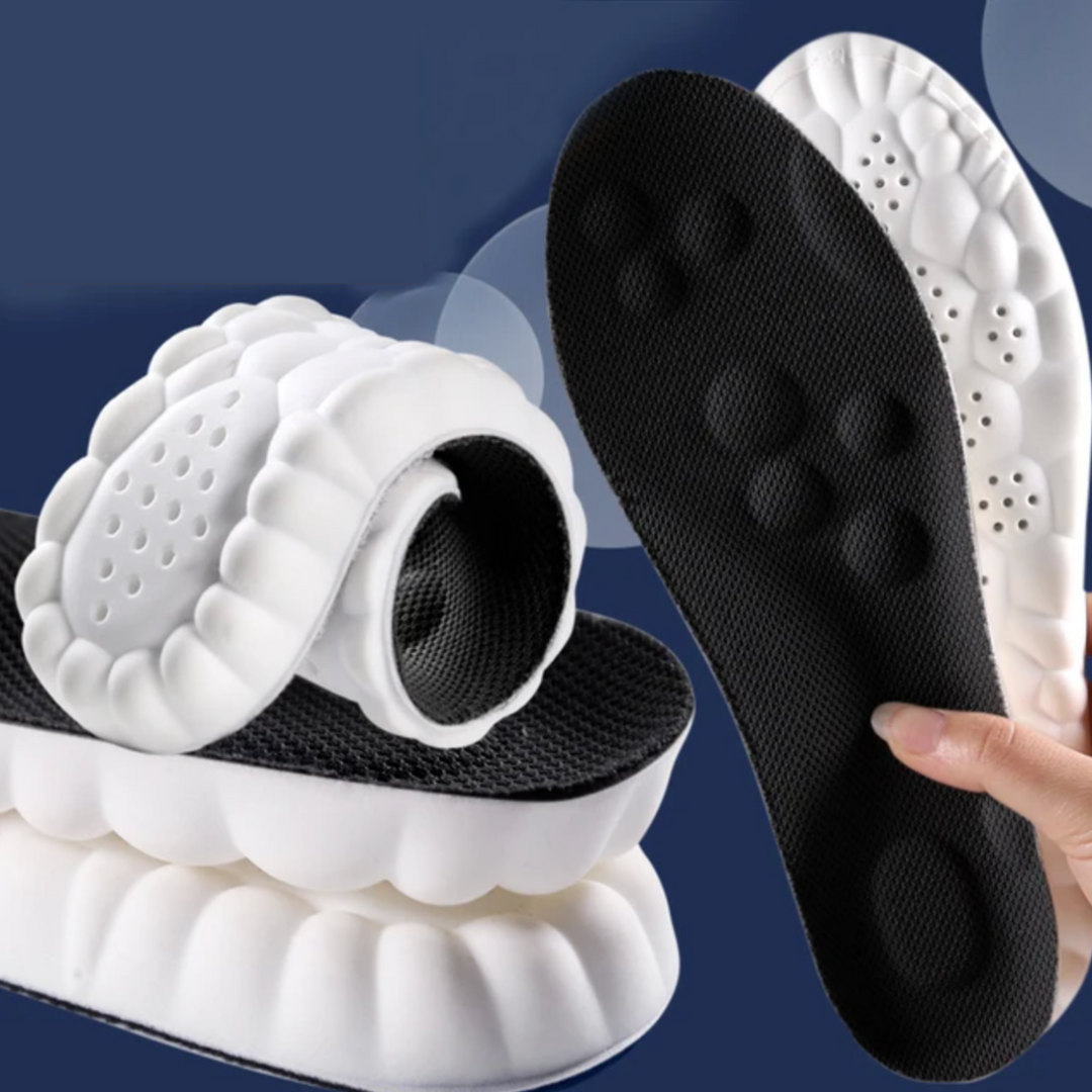 "Ultra-soft orthopedic running insoles in sleek green, providing all-day comfort and support for pain relief and active use."