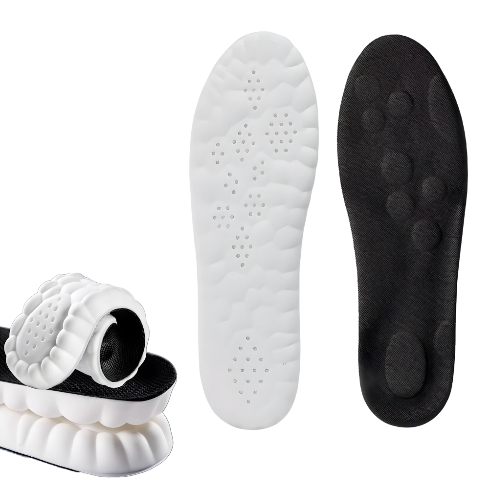 "Ultra-soft orthopedic running insoles in sleek green, providing all-day comfort and support for pain relief and active use."