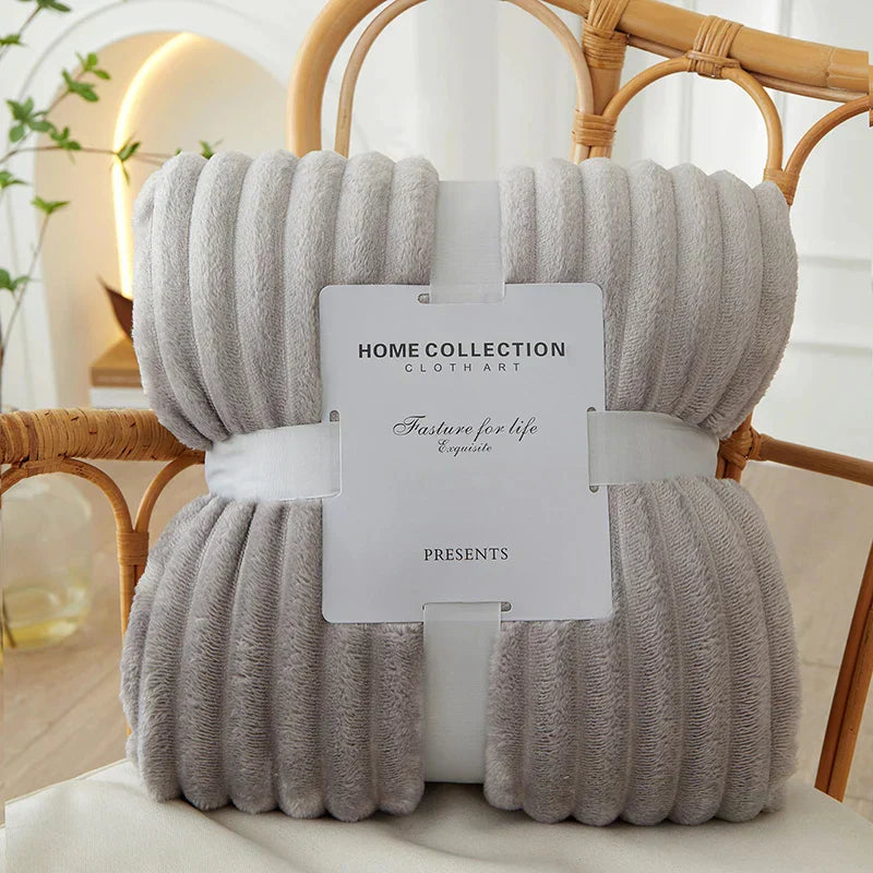 Embrace warmth with this soft wide striped fleece blanket.