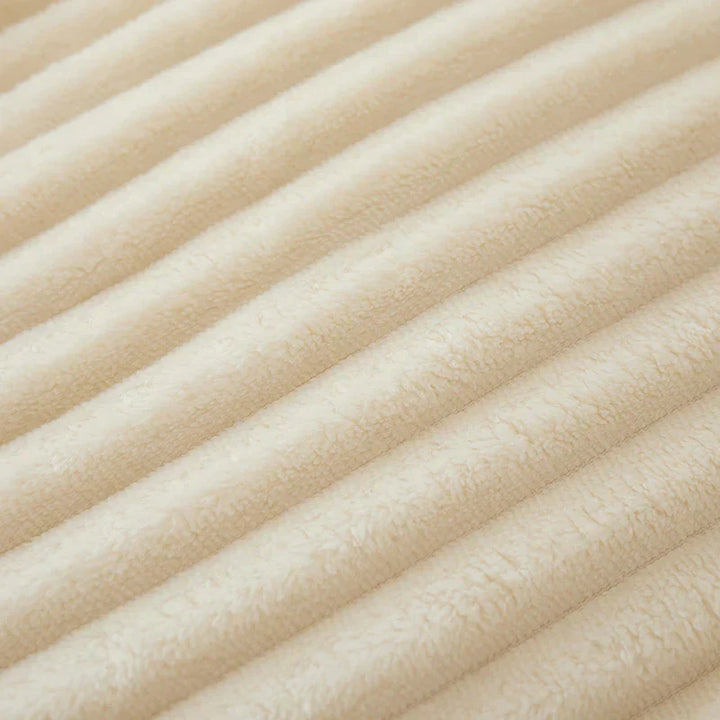 Softest wide striped fleece throw, an essential for ultimate relaxation.
