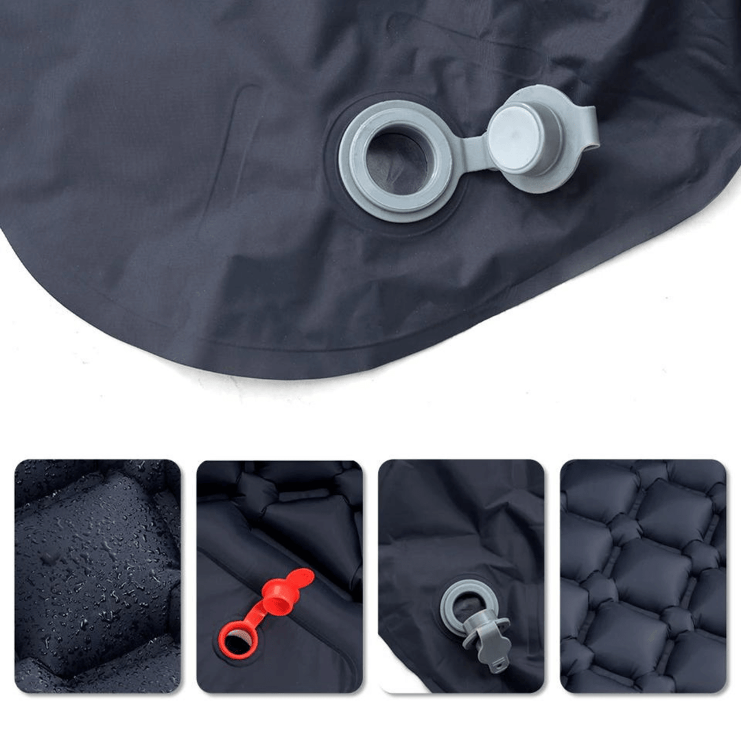 Ultralight waterproof sleeping mat with integrated pump for camping & backpacking comfort.