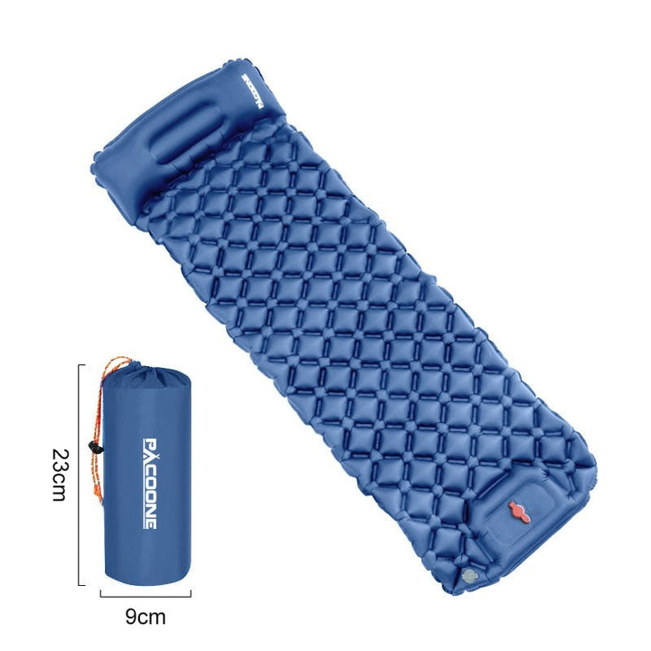 Premium outdoor gear: ultralight waterproof sleeping pad, inflatable for camping comfort.