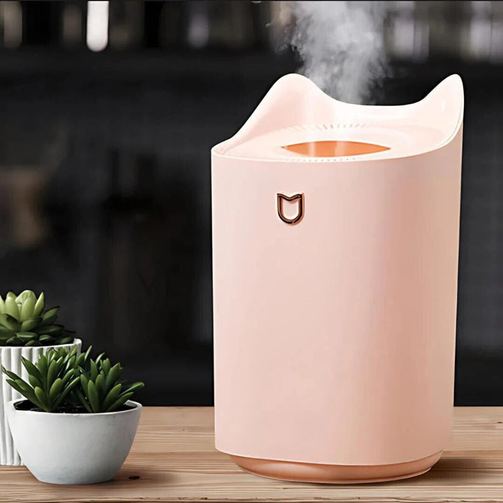Modern home ultrasonic humidifier with cool mist for dry skin relief & improved air hydration. Enhances wellness.