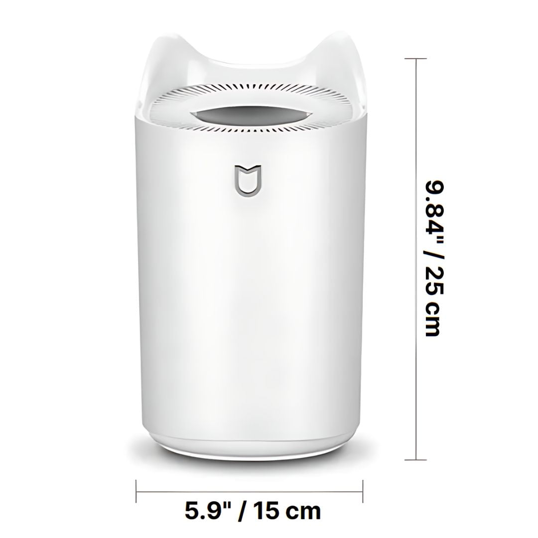 Sleek ultrasonic humidifier, a compact home appliance creating a healthy environment with continuous hydration.