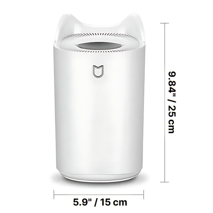 Sleek ultrasonic humidifier, a compact home appliance creating a healthy environment with continuous hydration.