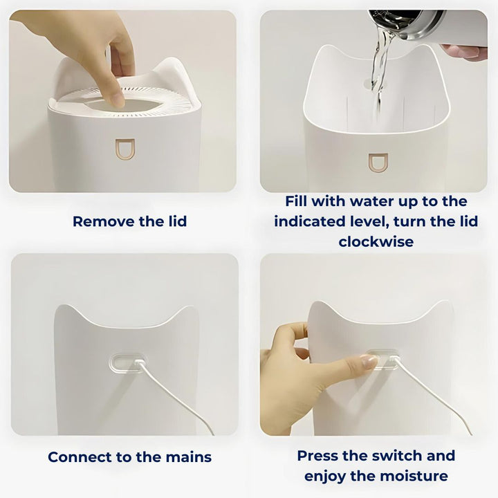 Energy-efficient ultrasonic humidifier for bedroom or office. Delivers silent operation and consistent air quality.
